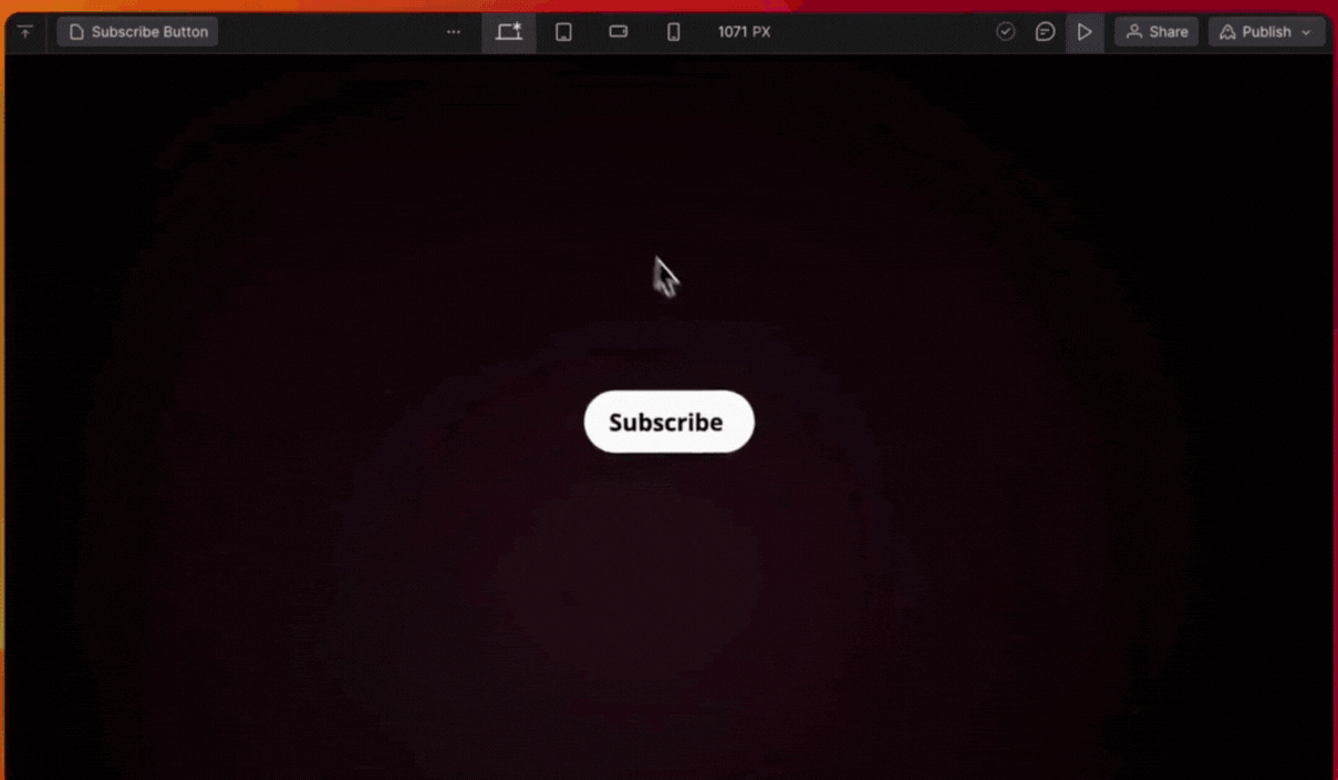 A gif preview of a Subscribe button press animation, showing some stars animation effect